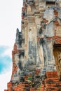 close up of Wat Mahathat in Buddhist temple complex in Ayutthaya near Bangkok. Thailand Royalty Free Stock Photo