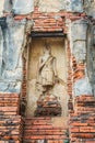 close up of Wat Mahathat in Buddhist temple complex in Ayutthaya near Bangkok. Thailand Royalty Free Stock Photo