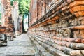 close up of Wat Mahathat in Buddhist temple complex in Ayutthaya near Bangkok. Thailand Royalty Free Stock Photo