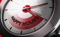 Close up of a watch with the text happy hours