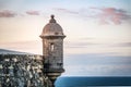 Sunset at El Morro castle at old San Juan, Puerto Rico. Royalty Free Stock Photo