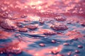 Close-up of water bubbles on pink surface natural wallpaper background Royalty Free Stock Photo