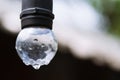 Close up Water drop, Rain falling from the Light Bulb Royalty Free Stock Photo