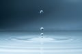 Close-up of a water drop and splash background, small impact causes big changes. Royalty Free Stock Photo
