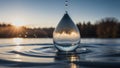 Close-Up of Water Droplet on Lake Royalty Free Stock Photo