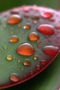 Close-up of water droplets on colorful leaf surface Royalty Free Stock Photo