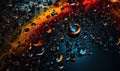 a close up of water droplets on a rainbow colored umbrella Royalty Free Stock Photo