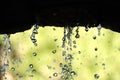 Close-up of water droplets from stone arch blur background