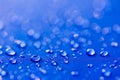 Close up Water drops pattern over a blue waterproof cloth