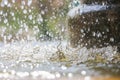 Close up of water drops in the public fountain Royalty Free Stock Photo