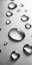 Close-Up of Water Drops on a Smooth, Metallic Surface, Showcasing Hydrophobic Properties Royalty Free Stock Photo