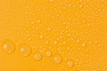 Close up of water drops on yellow tone background. Abstract Black and White Royalty Free Stock Photo