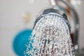 Close up water flowing out from sink shower in kitchen Royalty Free Stock Photo