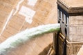 Close up of water jets released at O`Shaughnessy Dam from Hetch Hetchy Reservoir in Yosemite National Park;  One of the main Royalty Free Stock Photo