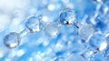 Close-Up of Water Molecule Structure in Blue Background Royalty Free Stock Photo