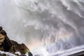 Close up of water released at O`Shaughnessy Dam from Hetch Hetchy Reservoir in Yosemite National Park;  One of the main sources o Royalty Free Stock Photo