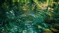 A close up of a water ripple in the middle of some green grass, AI Royalty Free Stock Photo