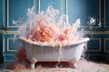 close-up of water splashing from an overflowing bathtub