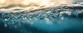 Close-up of water surface with bubbles at sunset, abstract nature background. Serenity and tranquility concept Royalty Free Stock Photo