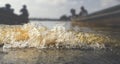 Close up of water wave splashing and foam bubble Royalty Free Stock Photo