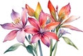 Close-up of a watercolor painting of a Penta flower. Ai-Generated