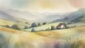 Abstract image of Vintage pastel countryside landscapev