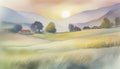 Abstract image of Vintage pastel countryside landscapev