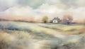 Abstract image of Vintage pastel countryside landscapev