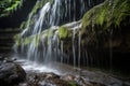 close-up of a waterfall, with droplets of water falling onto the rock below Royalty Free Stock Photo