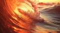 A close up of a wave breaking on the ocean at sunset, AI Royalty Free Stock Photo