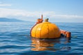 close-up of wave energy converter floating on the ocean