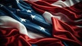 Close Up Waving Flag of America - USA Flag Blurry Background