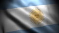 Close up waving flag of Argentina. Flag symbols of Argentina.