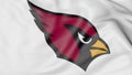 Close-up of waving flag with Arizona Cardinals NFL American football team logo, 3D rendering Royalty Free Stock Photo