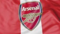 Close-up of waving flag with Arsenal F.C. football club logo