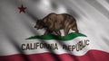 Close-up of waving flag of California Republic. Animation. Animated background with white flag waving in wind with red Royalty Free Stock Photo