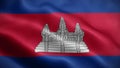 Close up waving flag of Cambodia.