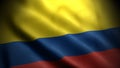 Close up waving flag of Colombia. Flag symbols of Colombia.