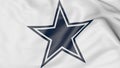 Close-up of waving flag with Dallas Cowboys NFL American football team logo, 3D rendering Royalty Free Stock Photo