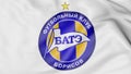 Close-up of waving flag with FC BATE Borisov football club logo, 3D rendering