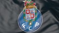 Close-up of waving flag with FC Porto football club logo