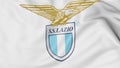 Close-up of waving flag with Lazio football club logo, 3D rendering