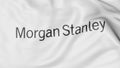 Close-up of waving flag with Morgan Stanley Inc. logo, editorial 3D rendering