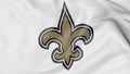 Close-up of waving flag with New Orleans Saints NFL American football team logo, 3D rendering Royalty Free Stock Photo