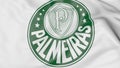 Close-up of waving flag with Palmeiras football club logo, 3D rendering