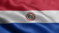 Close up waving flag of Paraguay.