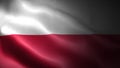 Close up waving flag of Poland. Flag symbols of Poland.