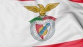 Close-up of waving flag with S.L. Benfica football club logo