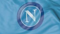 Close-up of waving flag with S.S.C. Napoli football club logo