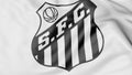 Close-up of waving flag with Santos FC football club logo, 3D rendering